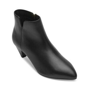 NWT ROCKPORT Womens Black Milia Pointed Toe Cone Heel Leather Booties 6.5 M
